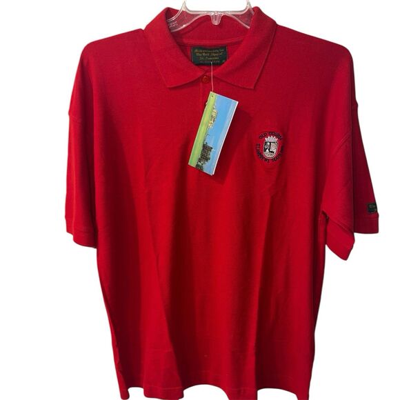 OLD COURSE ST ANDREWS Polo Shirt Mens XL The Golf Shop Exclusive Red Vintage New - Picture 1 of 7